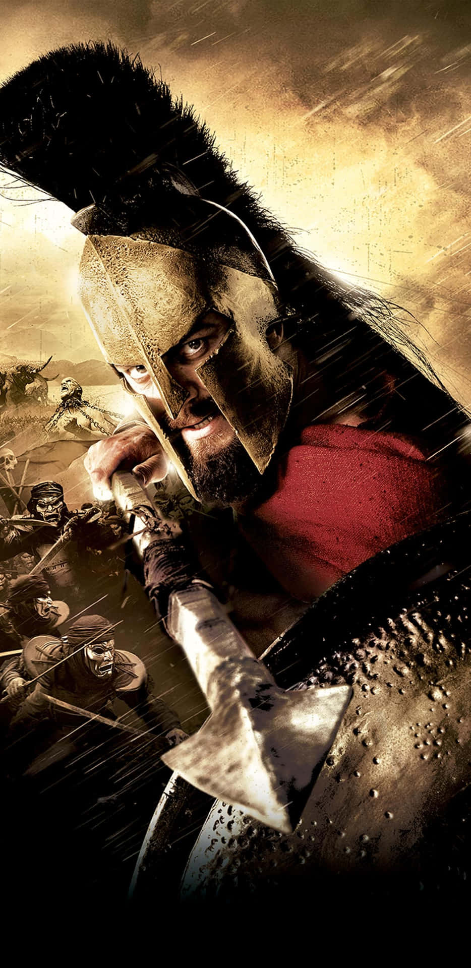 En spartansk soldat står i kampberedskab. Wallpaper