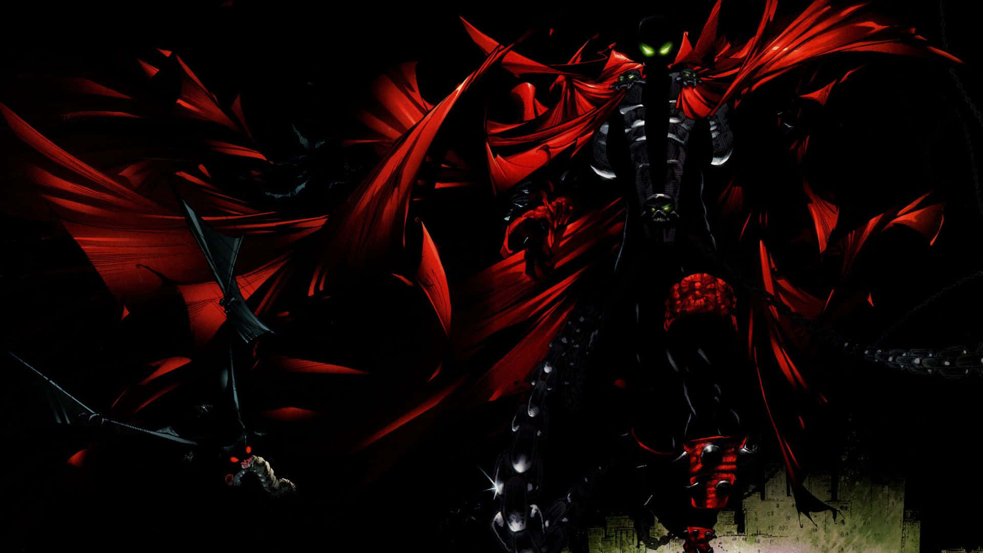 Unpersonaje De Anime En Rojo Y Negro Con Una Espada Fondo de pantalla