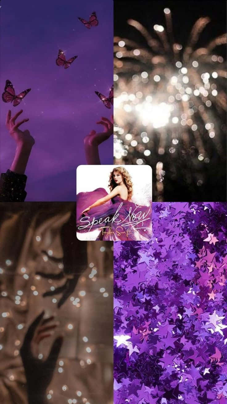 Speak Now Collage Purple Butterflies Fireworks Wallpaper