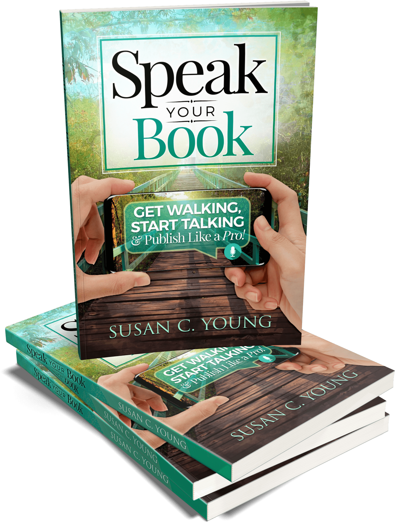 Speak Your Book Stacked Covers PNG