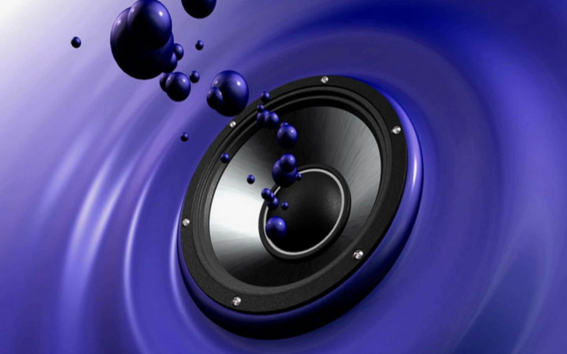Speaker Submerged With Blue Waves And Bubbles Illustration Wallpaper