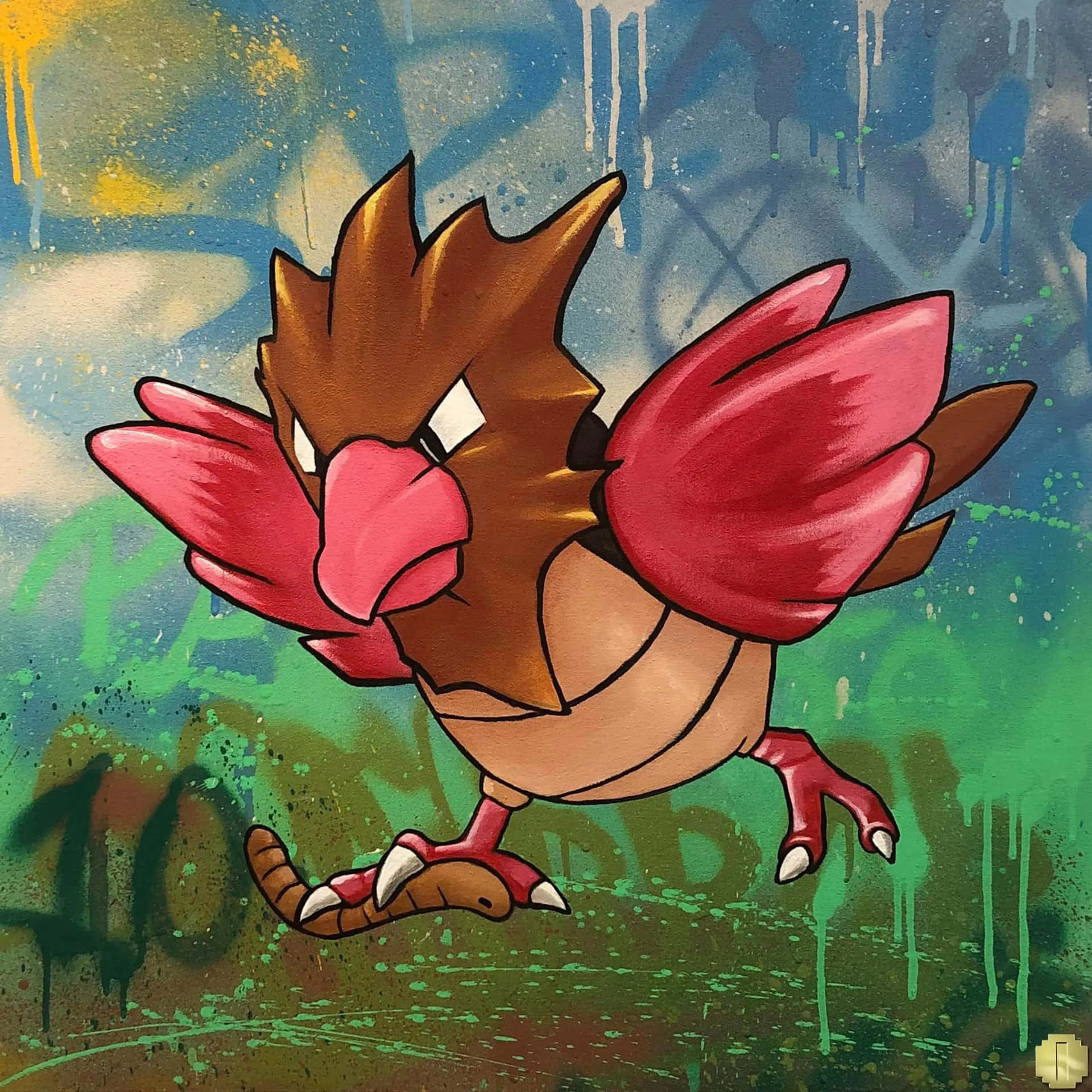 Spearow With Graffiti Background Wallpaper