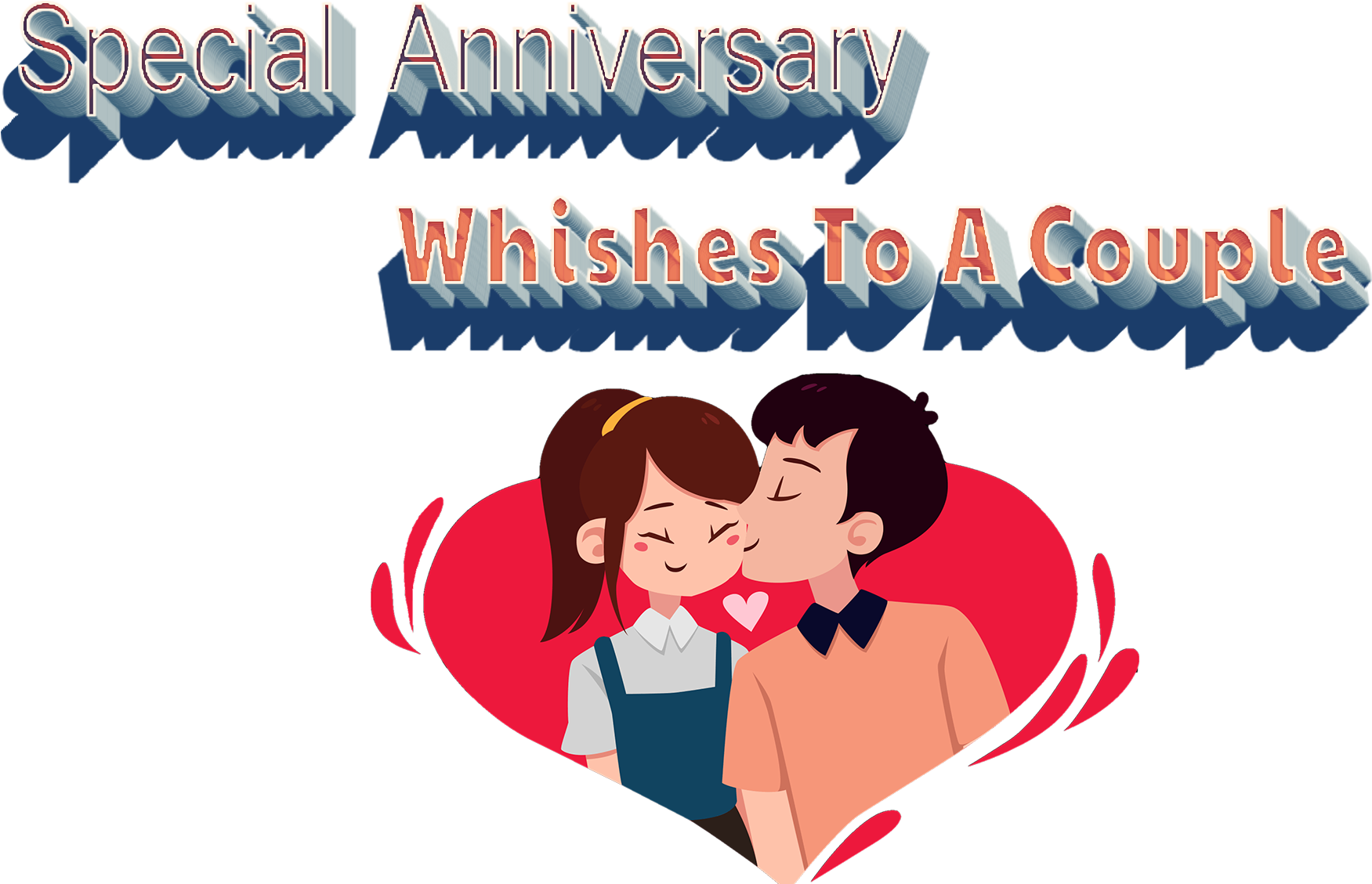 Special Anniversary Wishes Cartoon Couple PNG