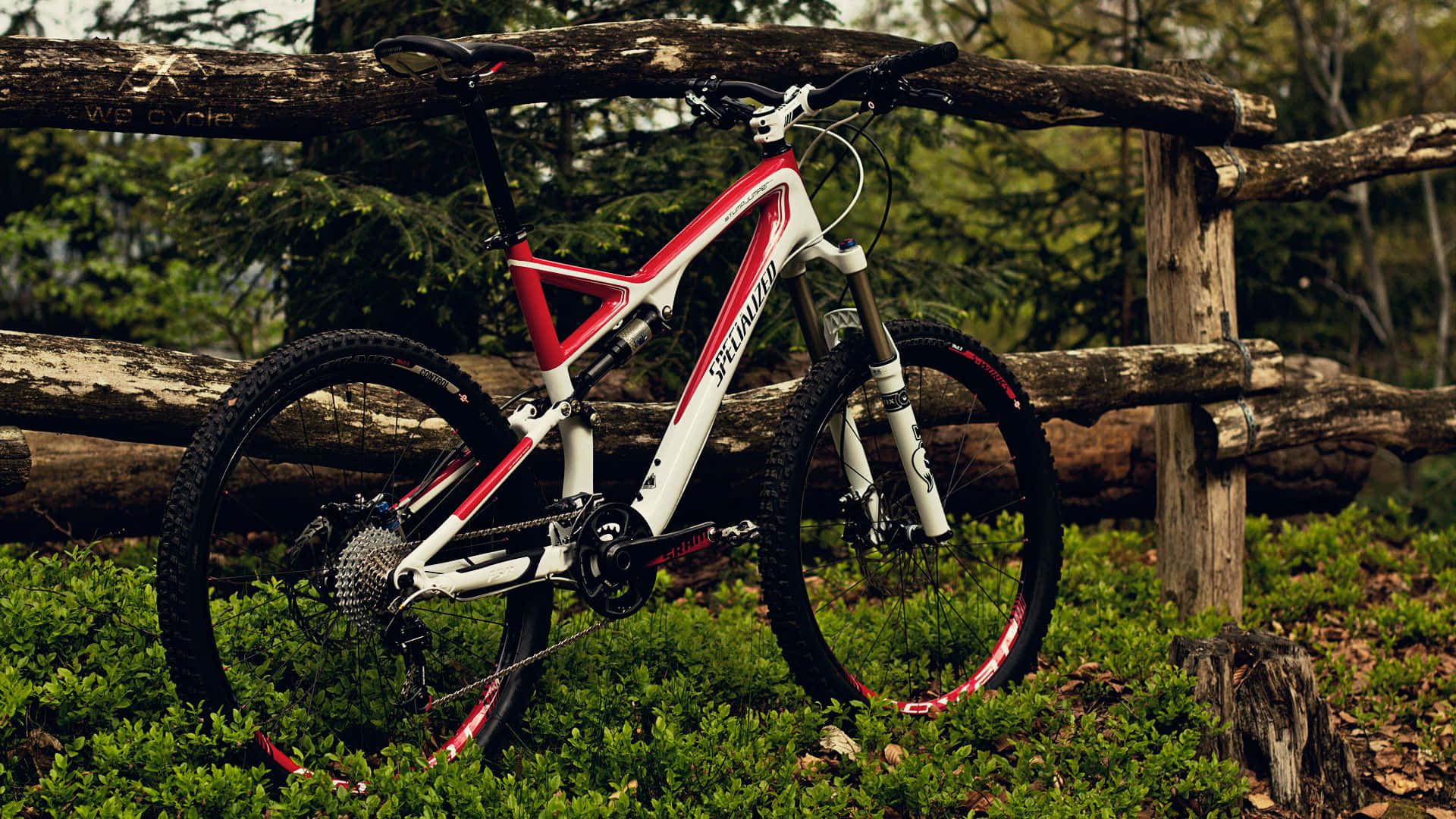 specialiseret Mountain Bike på det træ hegn Wallpaper