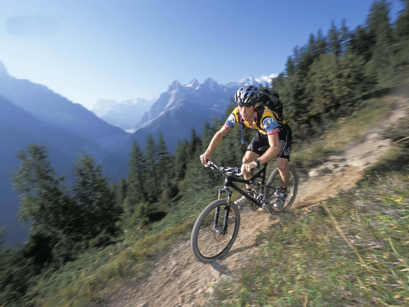 A Man Riding A Mountain Bike Wallpaper