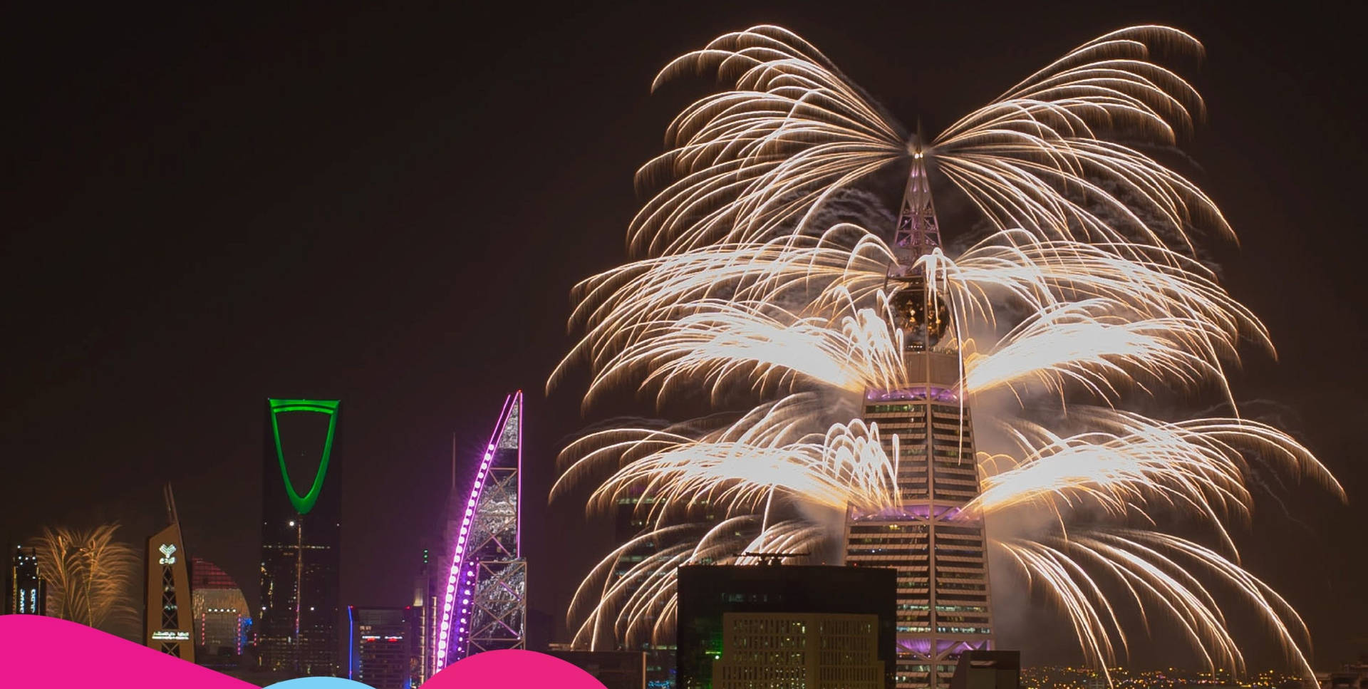 Spectacular Fireworks In Riyadh Wallpaper
