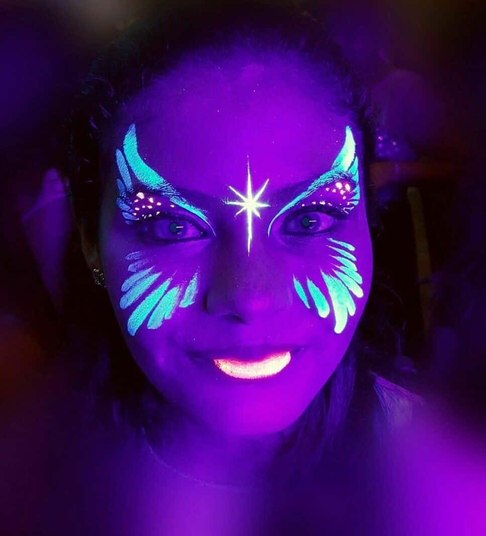 Spectacular Neon Makeup Under Black Light Wallpaper