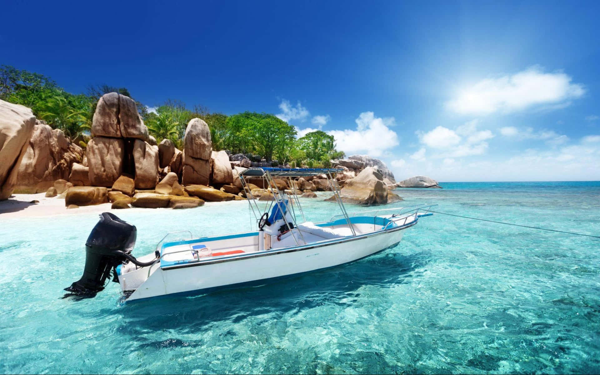 Speed Boat On Shallow Water Wallpaper
