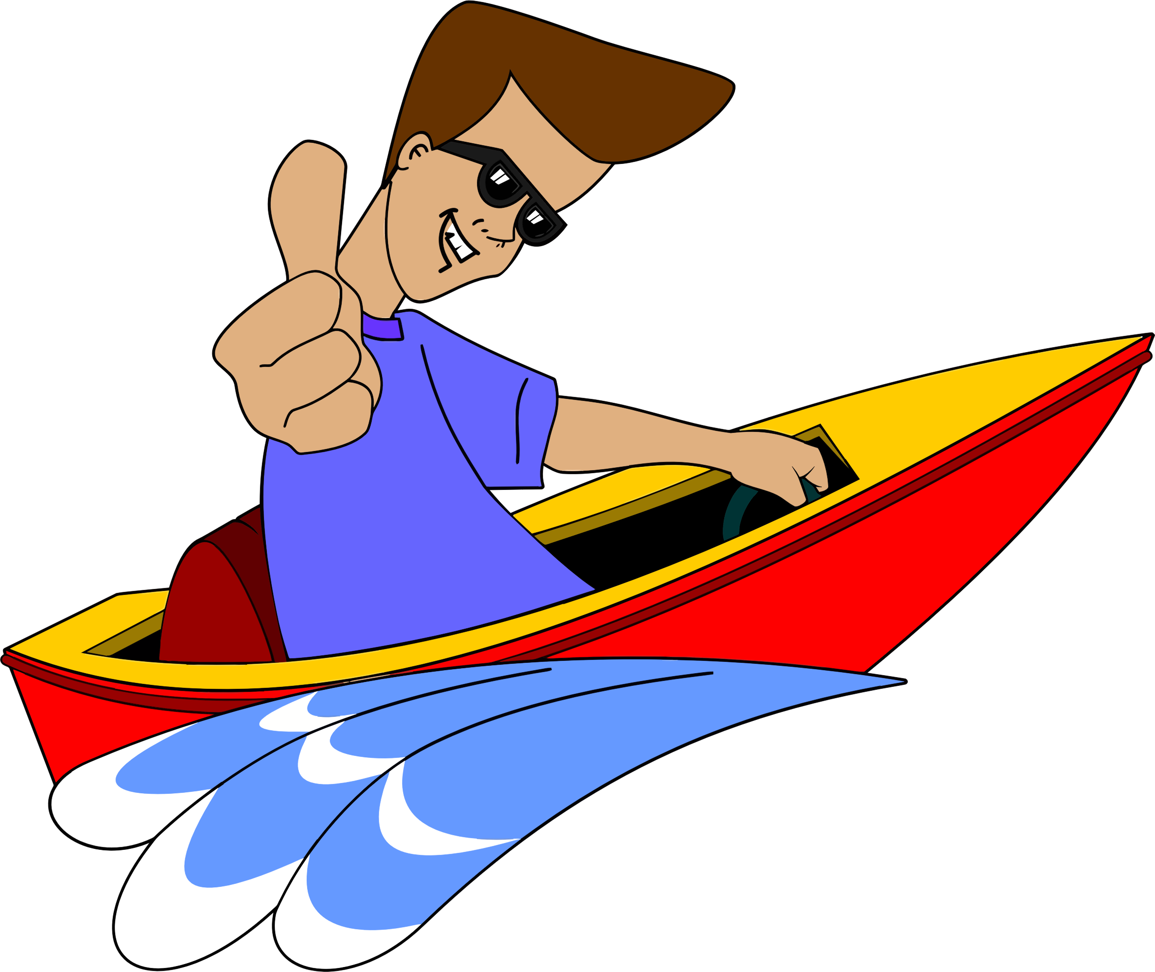 Speedboat Cartoon Character Thumbs Up PNG