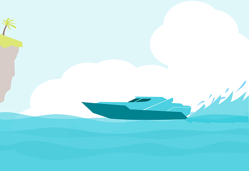 Speedboat Cartoon Vector Illustration PNG
