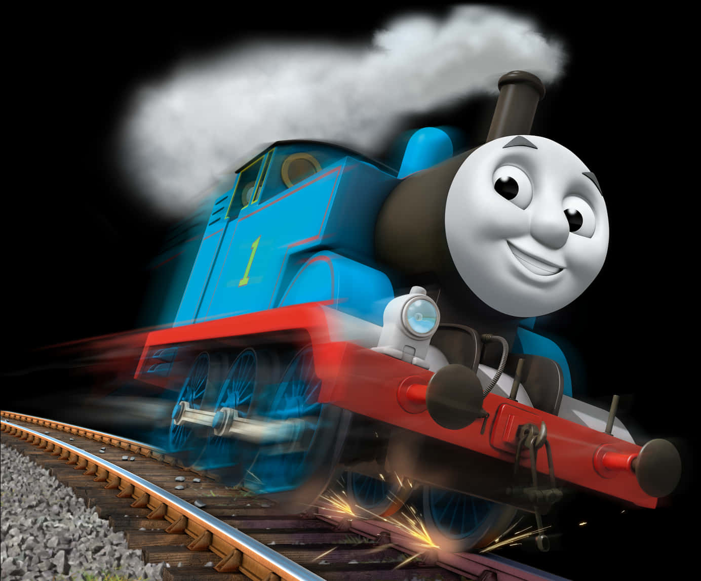 Speeding Animated Blue Train PNG