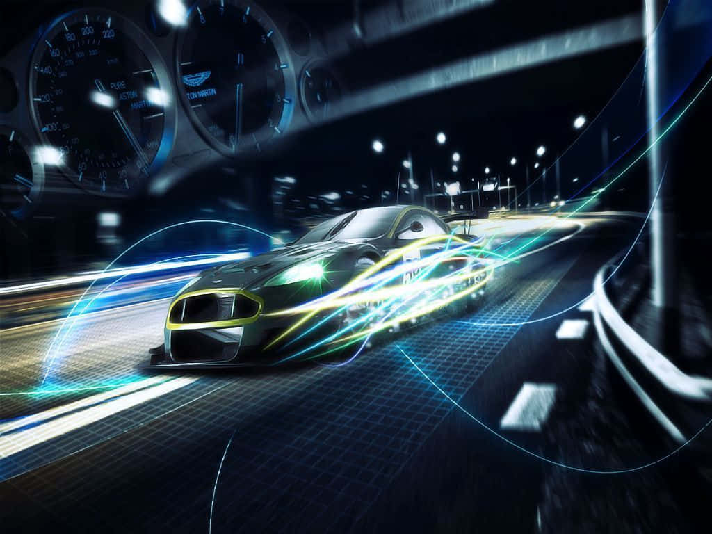 Speeding Fantasy Car Night Drive Wallpaper