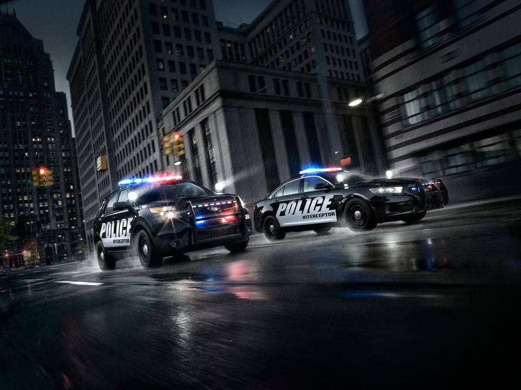 Speeding Ford Police Interceptor