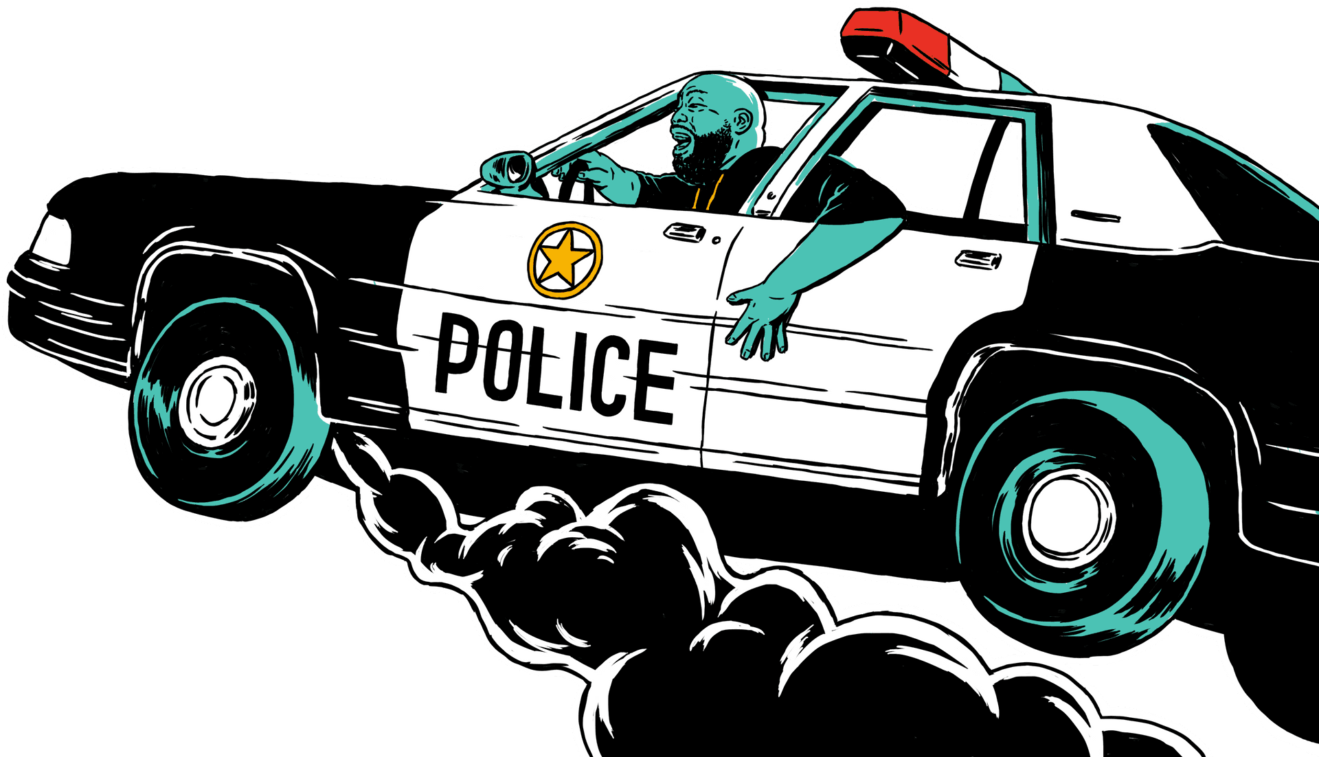 Speeding Police Car Illustration PNG