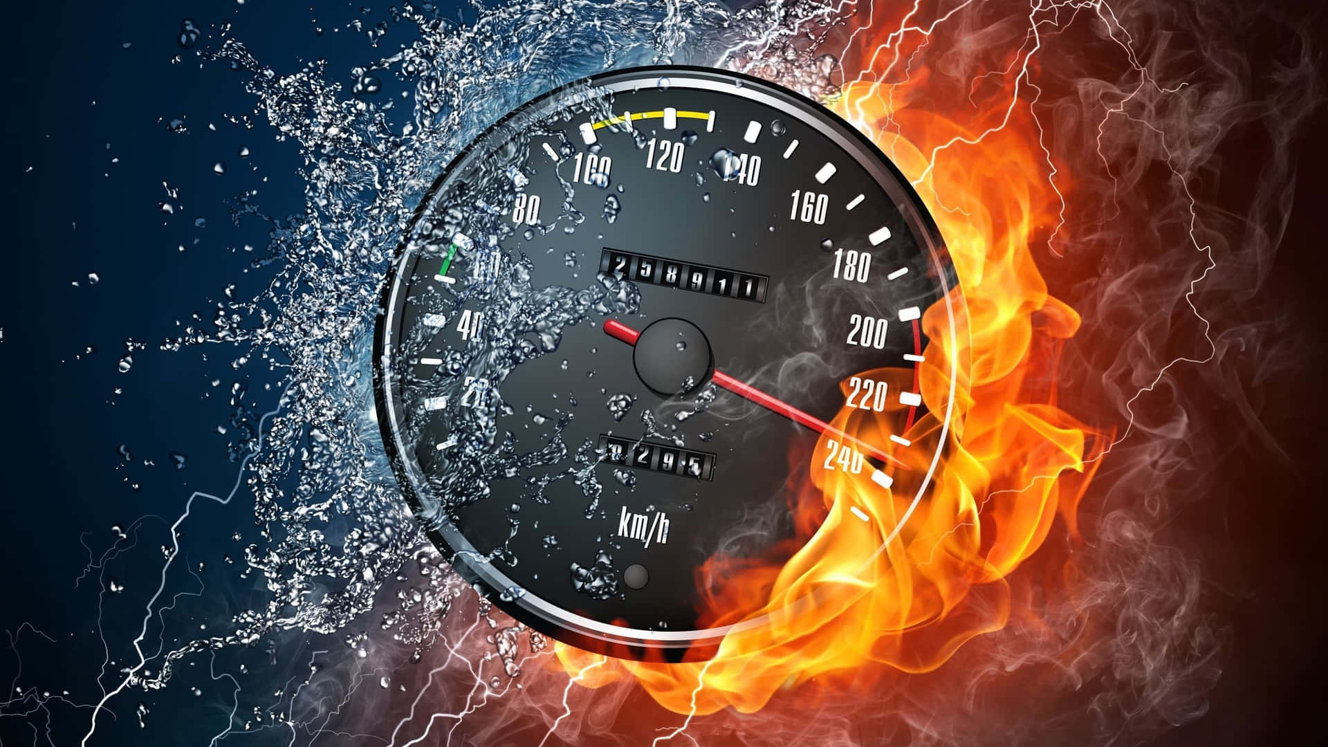 Speedometer Ablaze: Ignite Your Speed Wallpaper