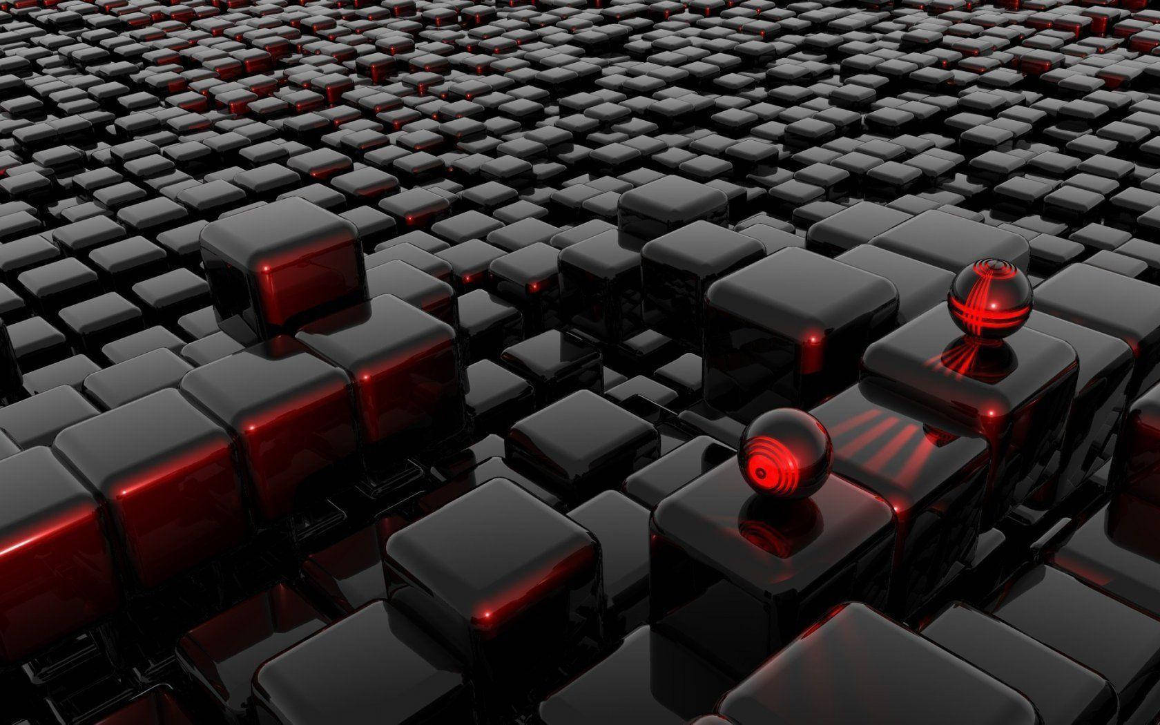 Sphere In Red And Black 3D Wallpaper