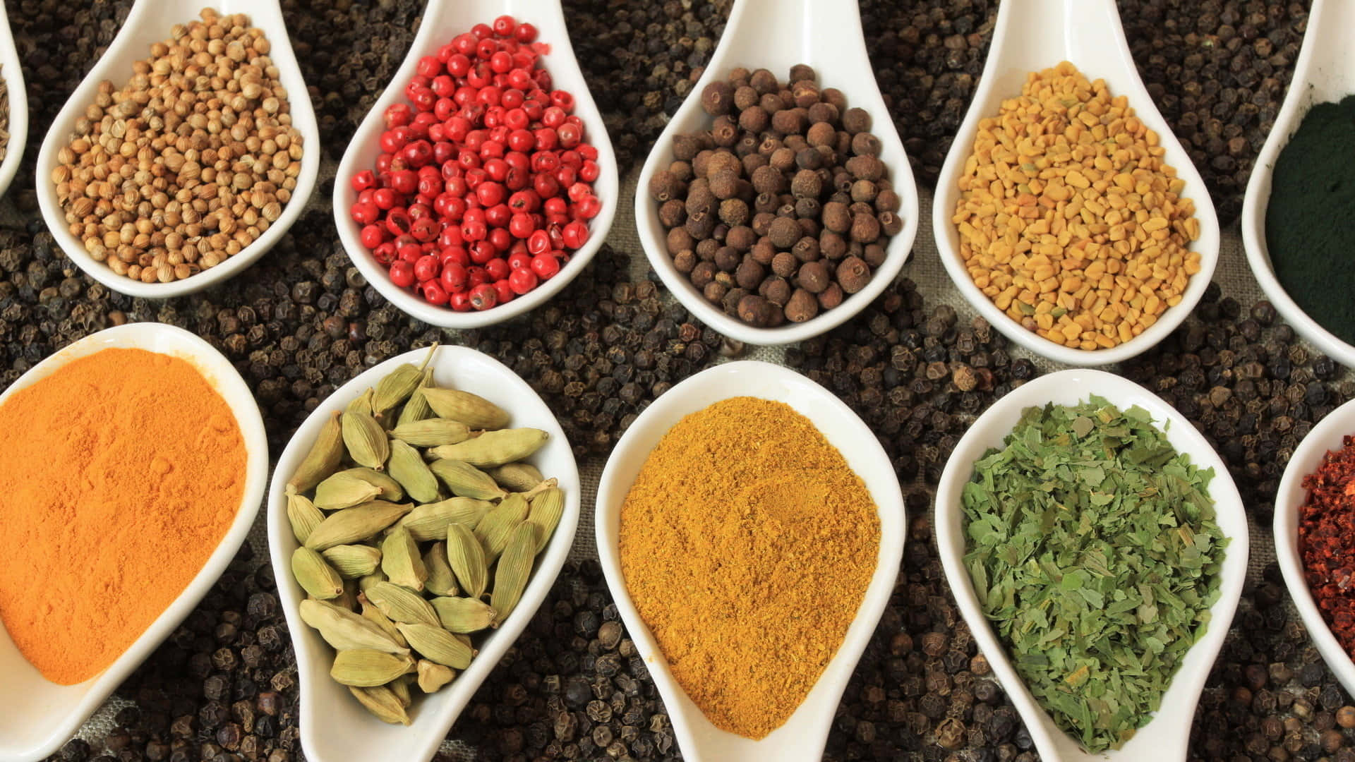 Various Types Of Spices In Bowls