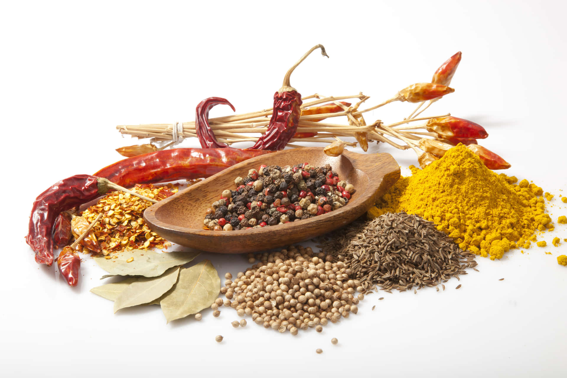Spices And Herbs On A White Background