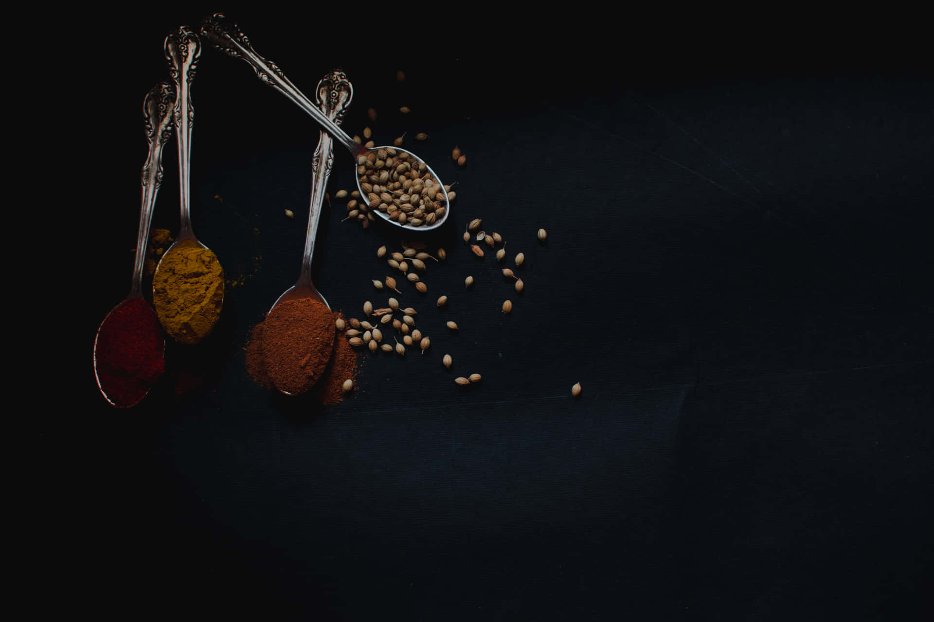 Spices And Spices On A Black Background