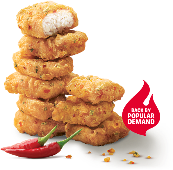 Spicy Chicken Nuggets Stacked Promo PNG