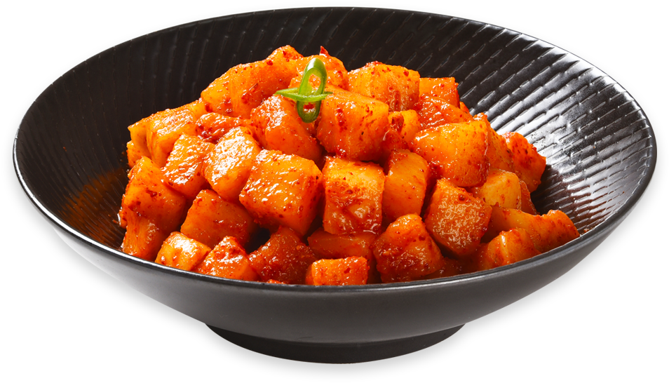 Spicy Cubed Radish Kimchi Dish PNG