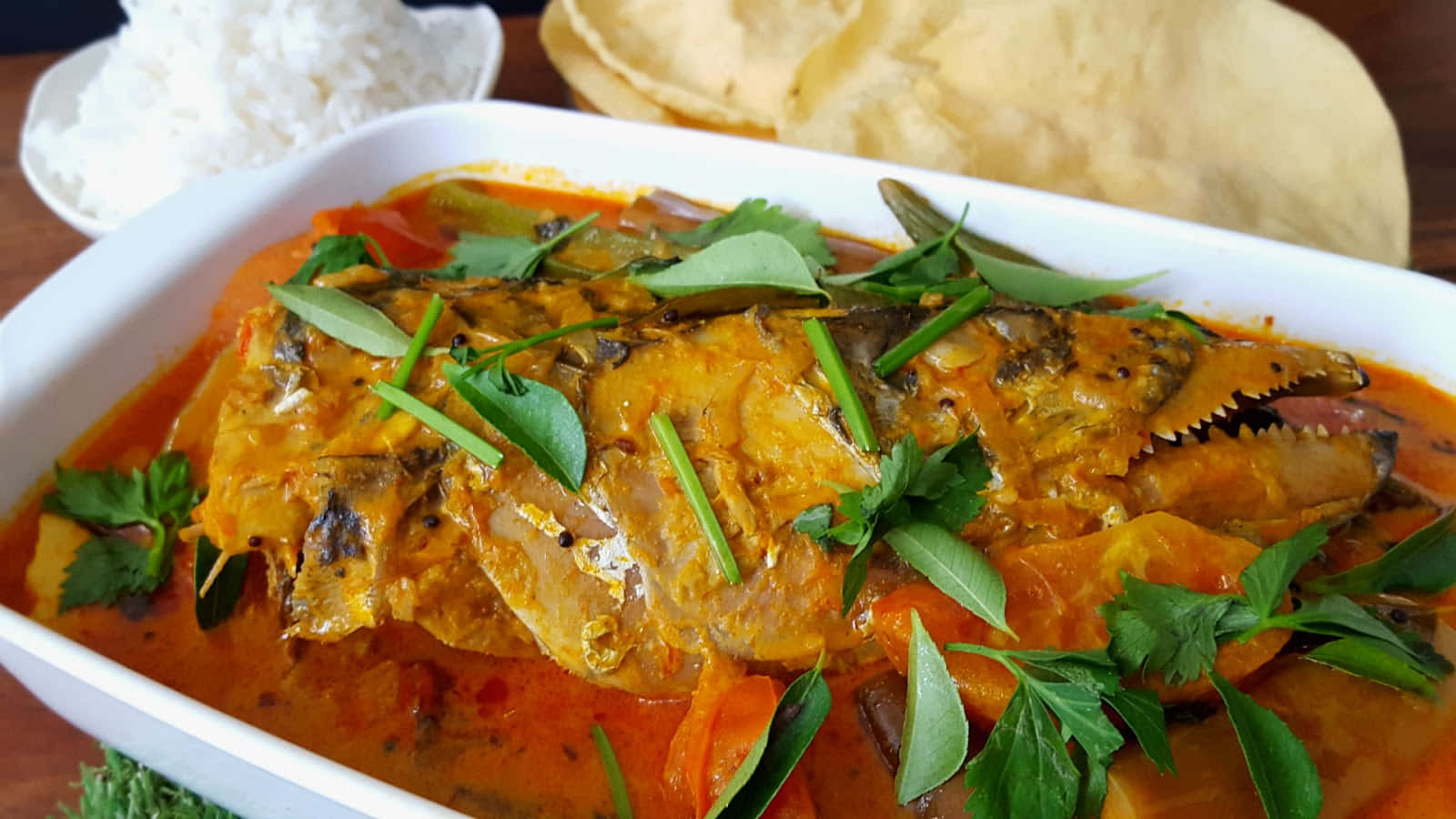 Spicy Fish Head Curry Close Up Shot Wallpaper