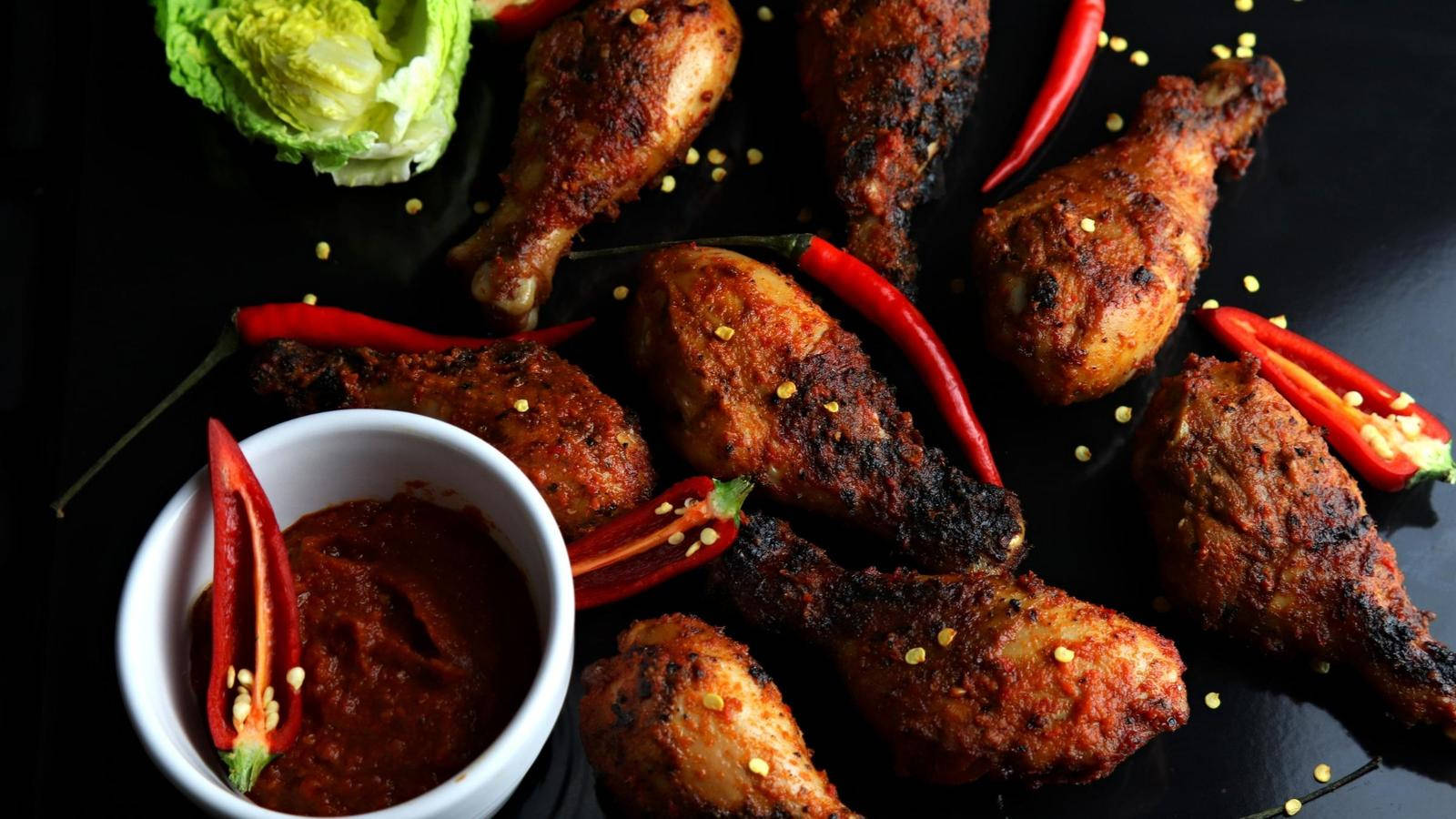 Spicy Food Peri Peri Chicken Top View Angle Wallpaper