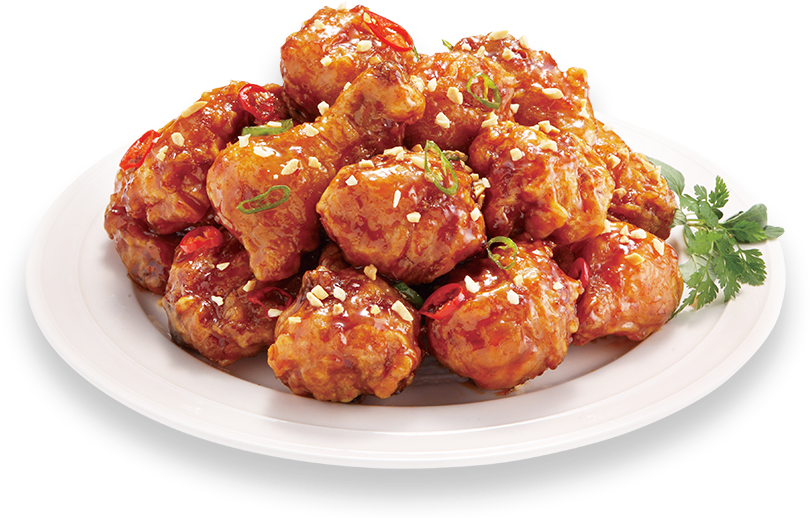 Spicy Glazed Fried Chicken Plate PNG