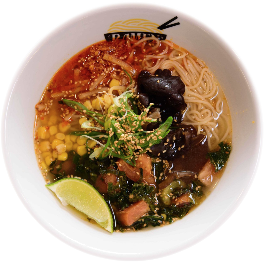 Spicy Ramen Bowl Top View PNG