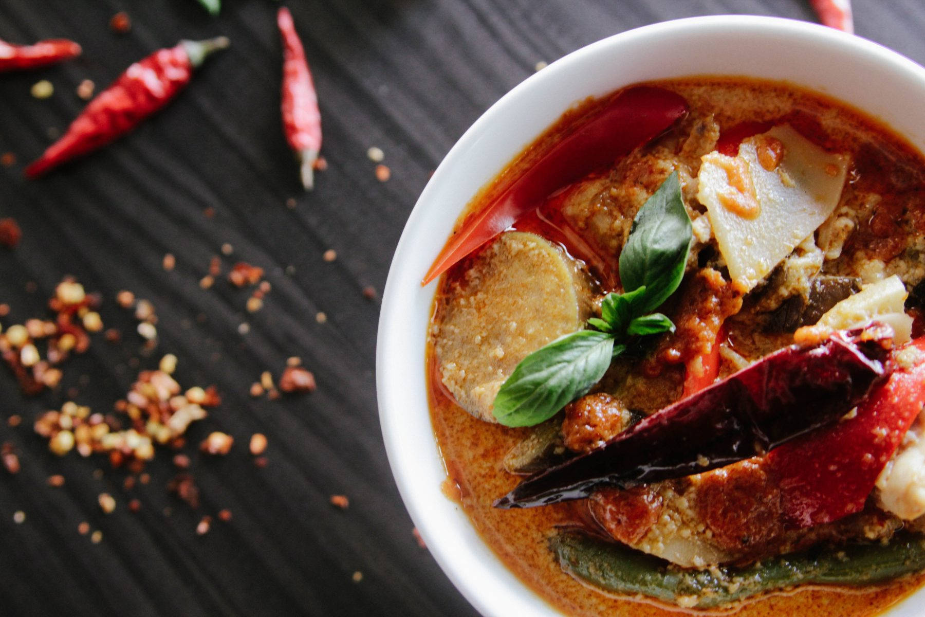 Spicy Red Thai Curry Top View Shot Wallpaper