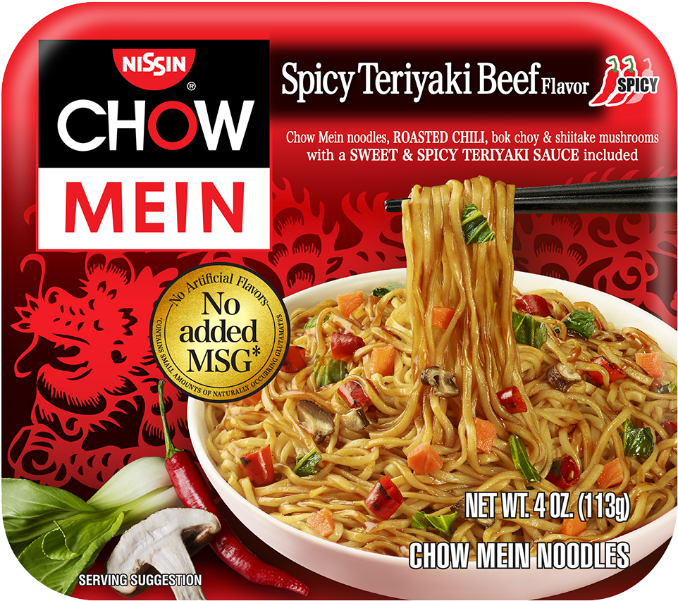 Spicy Teriyaki Beef Flavor Chow Mein Noodles Packaging PNG