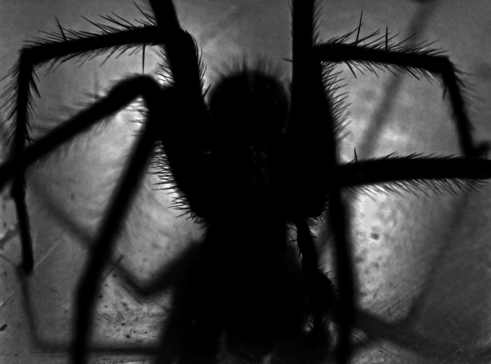 A Black And White Photo Of A Spider