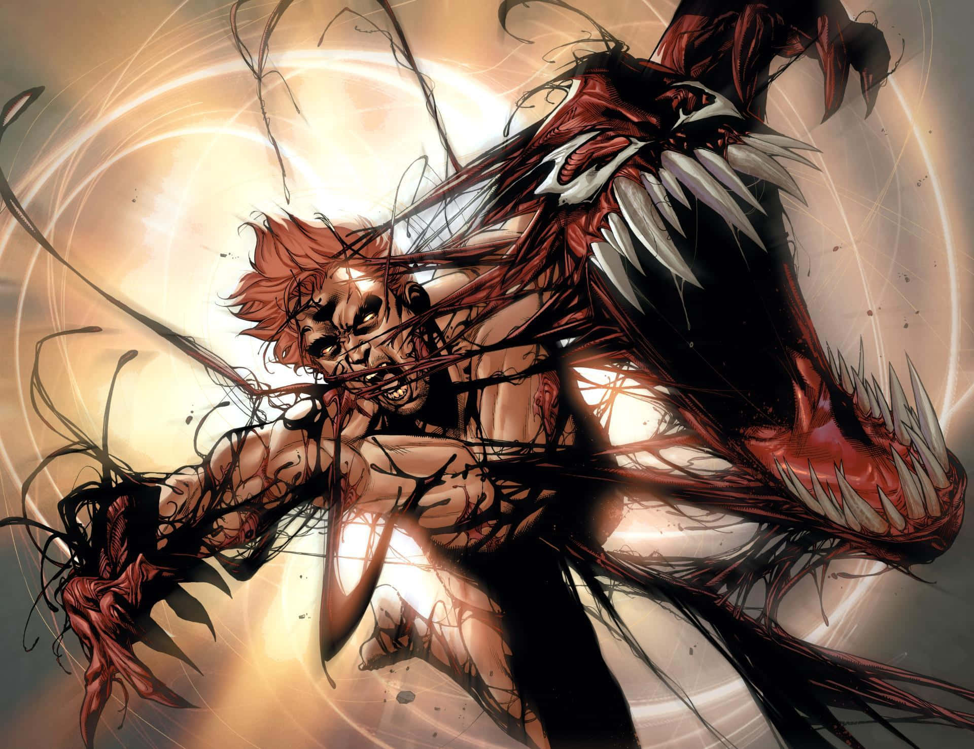 Enepisk Konfrontation Mellan Spider Carnage Och Venom. Wallpaper