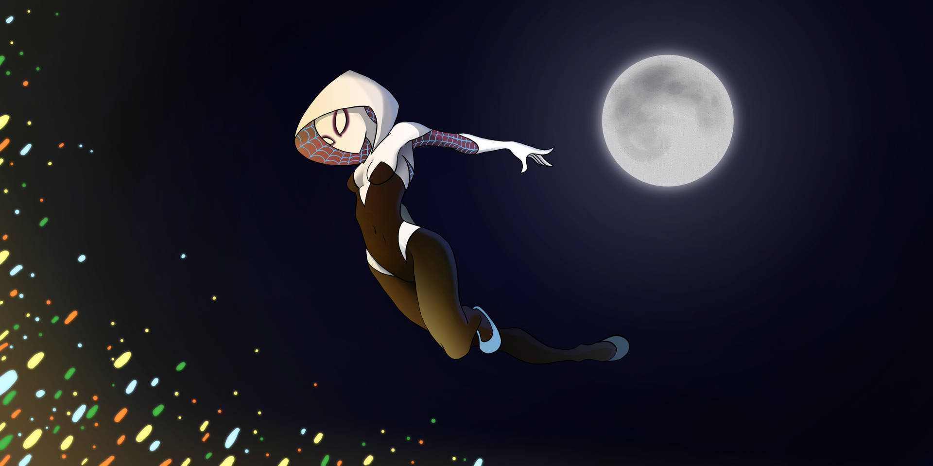 Spider Gwen Moon Night Sky Background