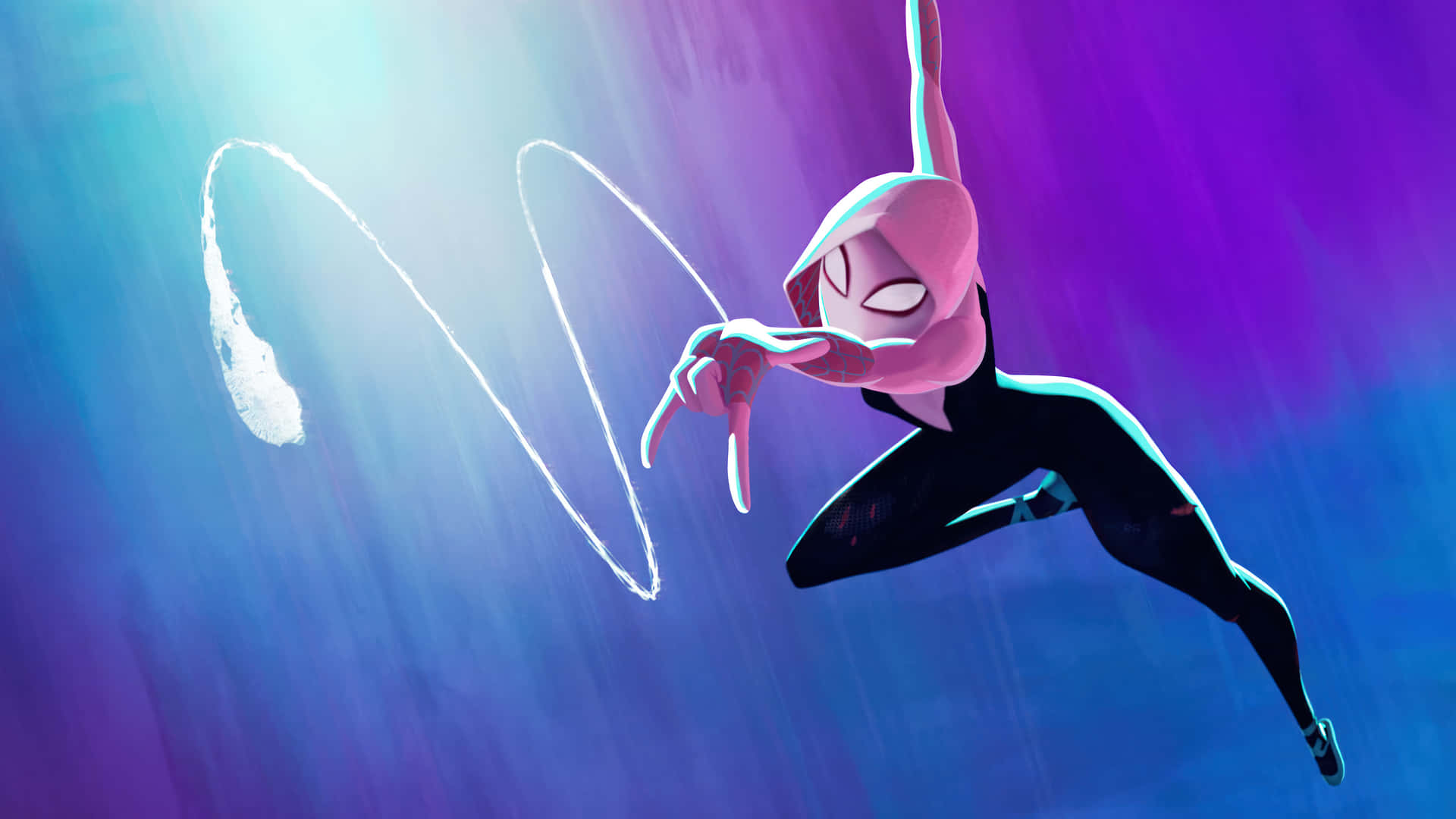 Image  Spider Gwen Swings Through the City