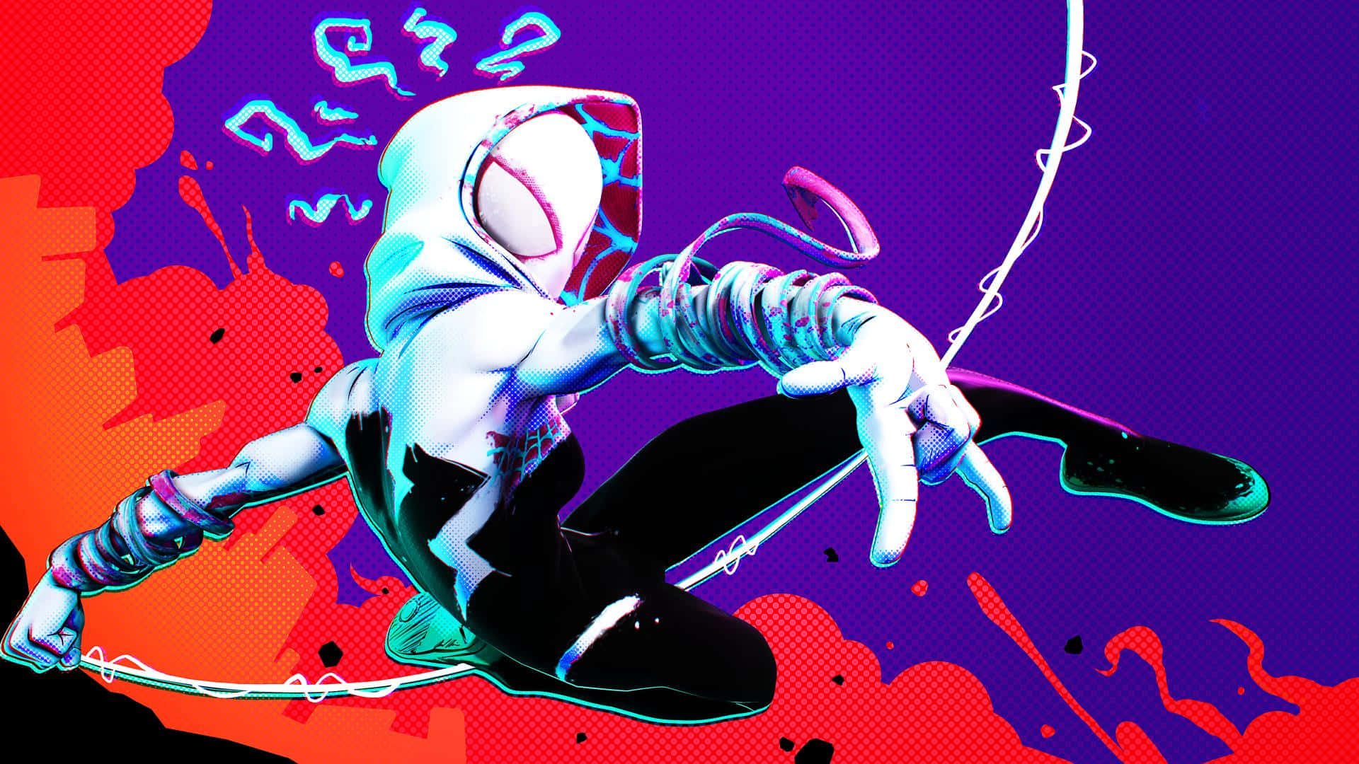 "The Amazing Spider Gwen Swinging Through The City"