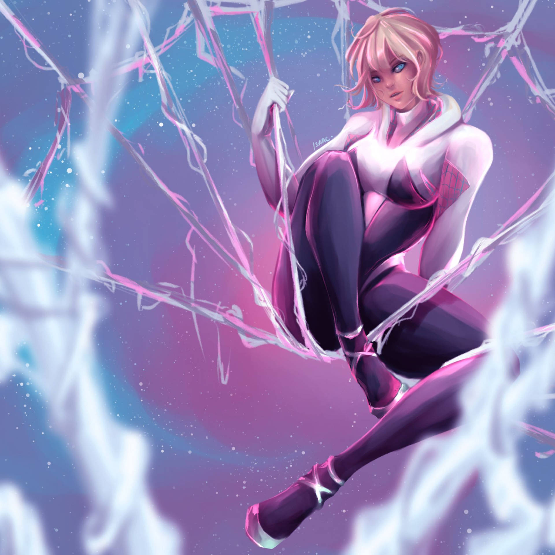 Spider Gwen is swinging through the city! Wallpaper