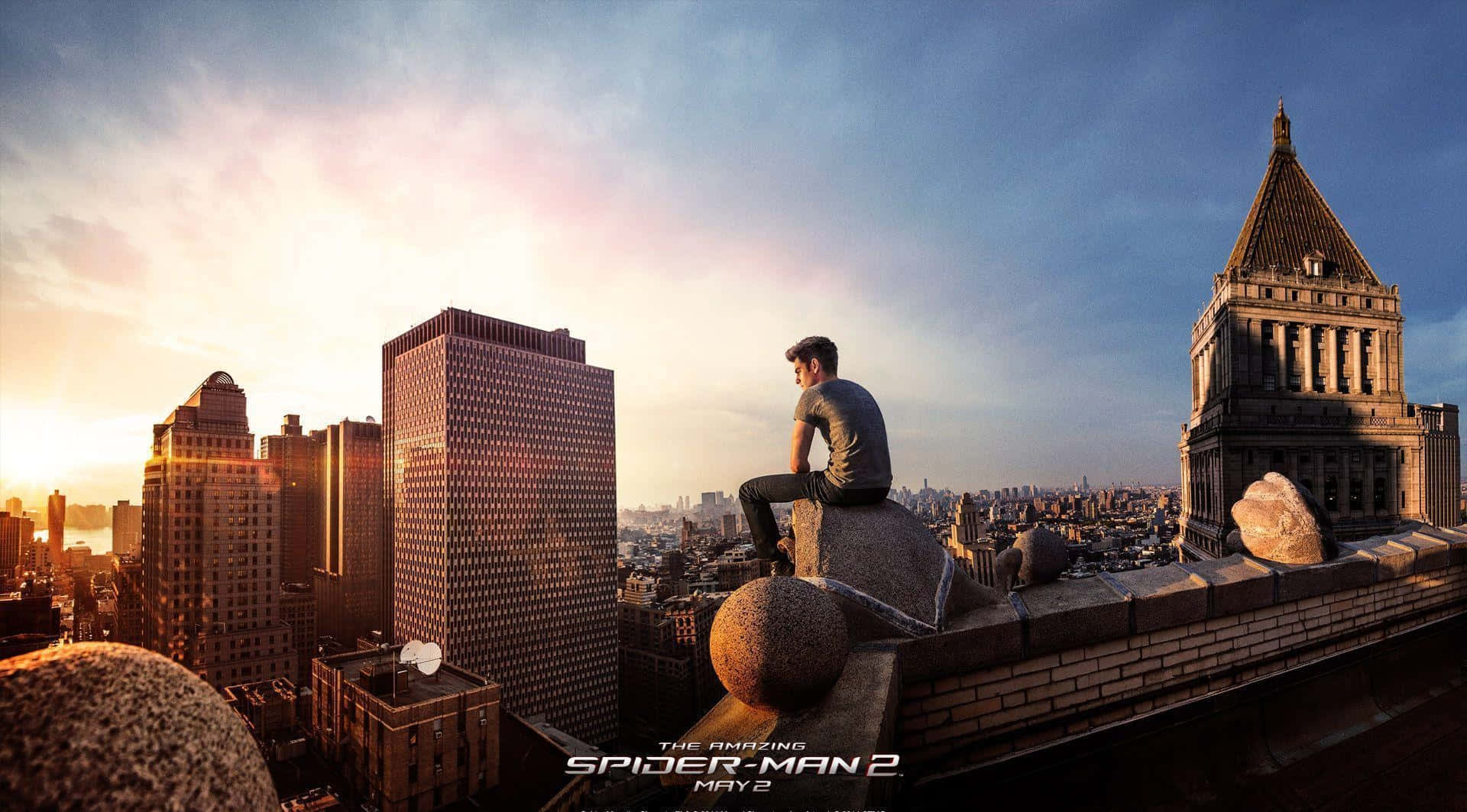 Spiderman 2 På Taket. Wallpaper