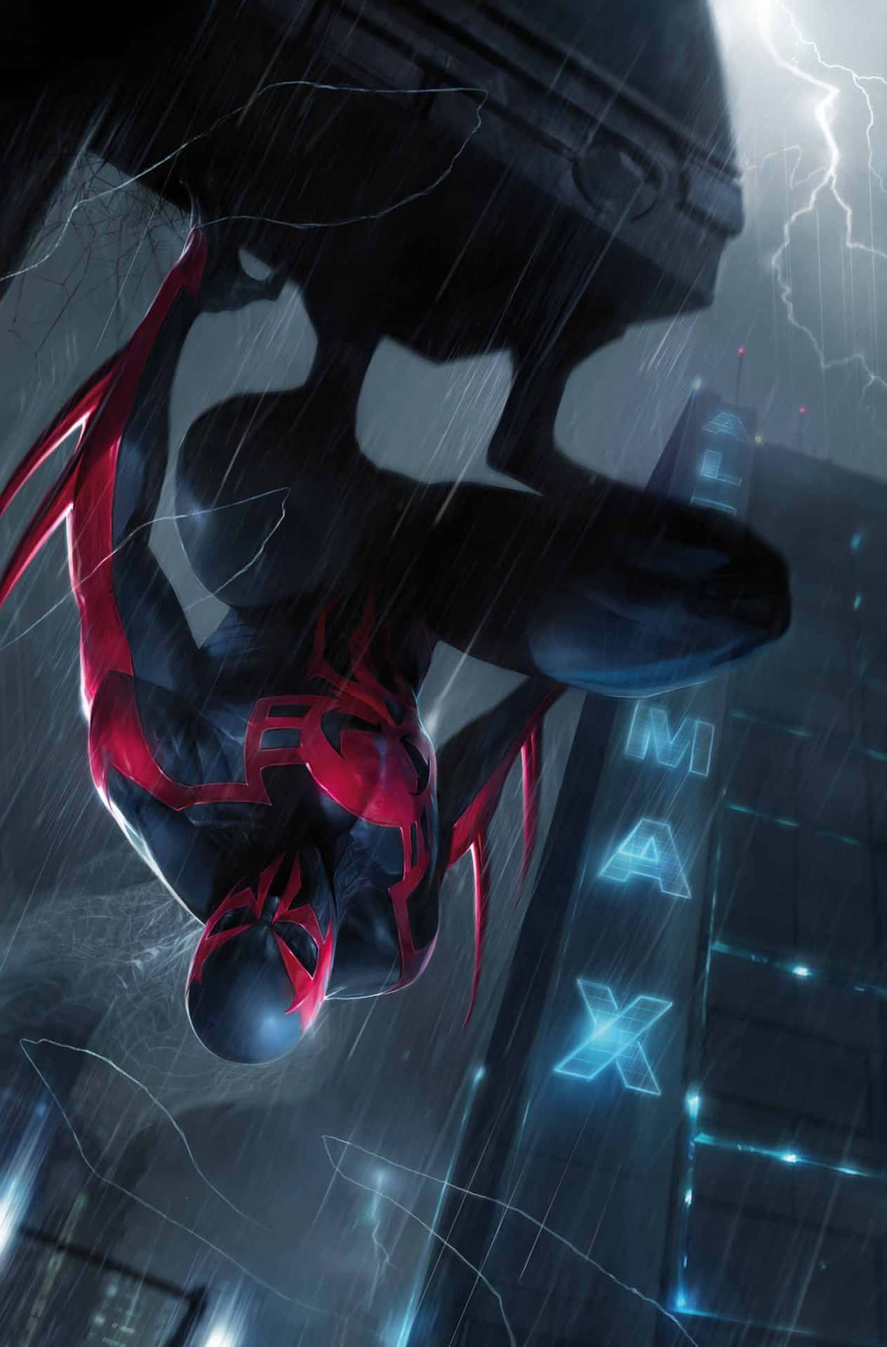 Spiderman 2099 Futurista En Acción Fondo de pantalla
