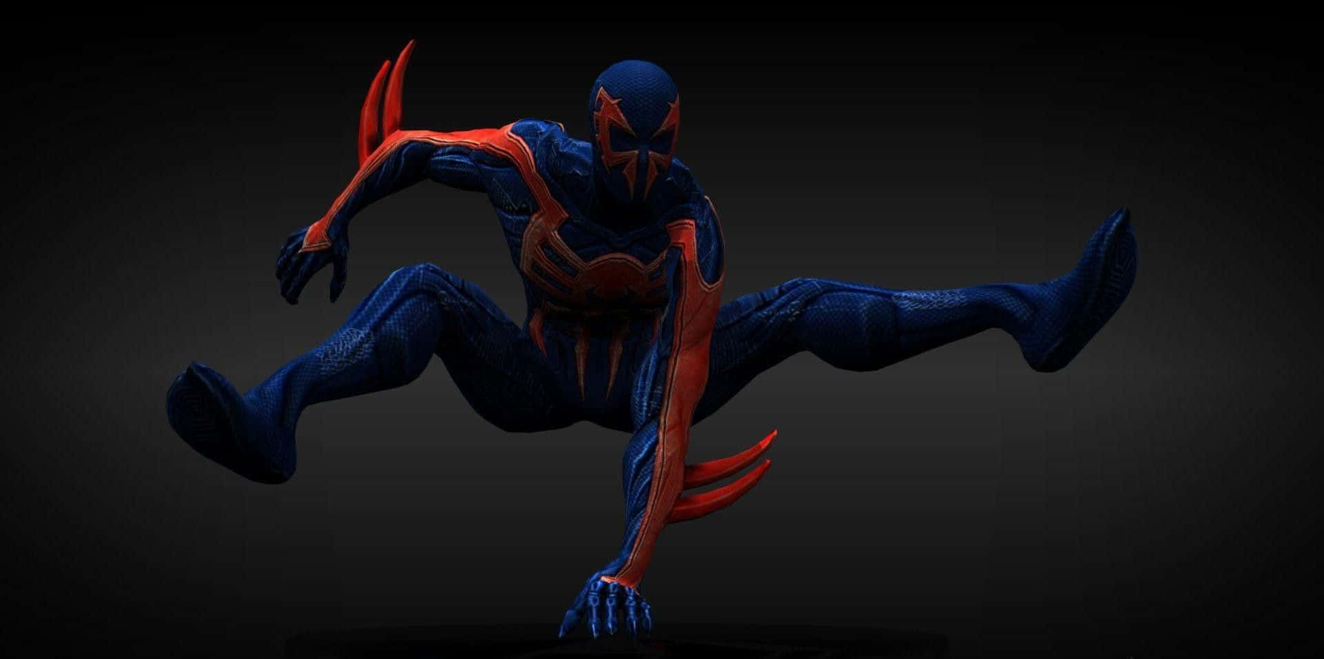 Spiderman 2099 Repleto De Acción En Un Vibrante Paisaje Urbano. Fondo de pantalla