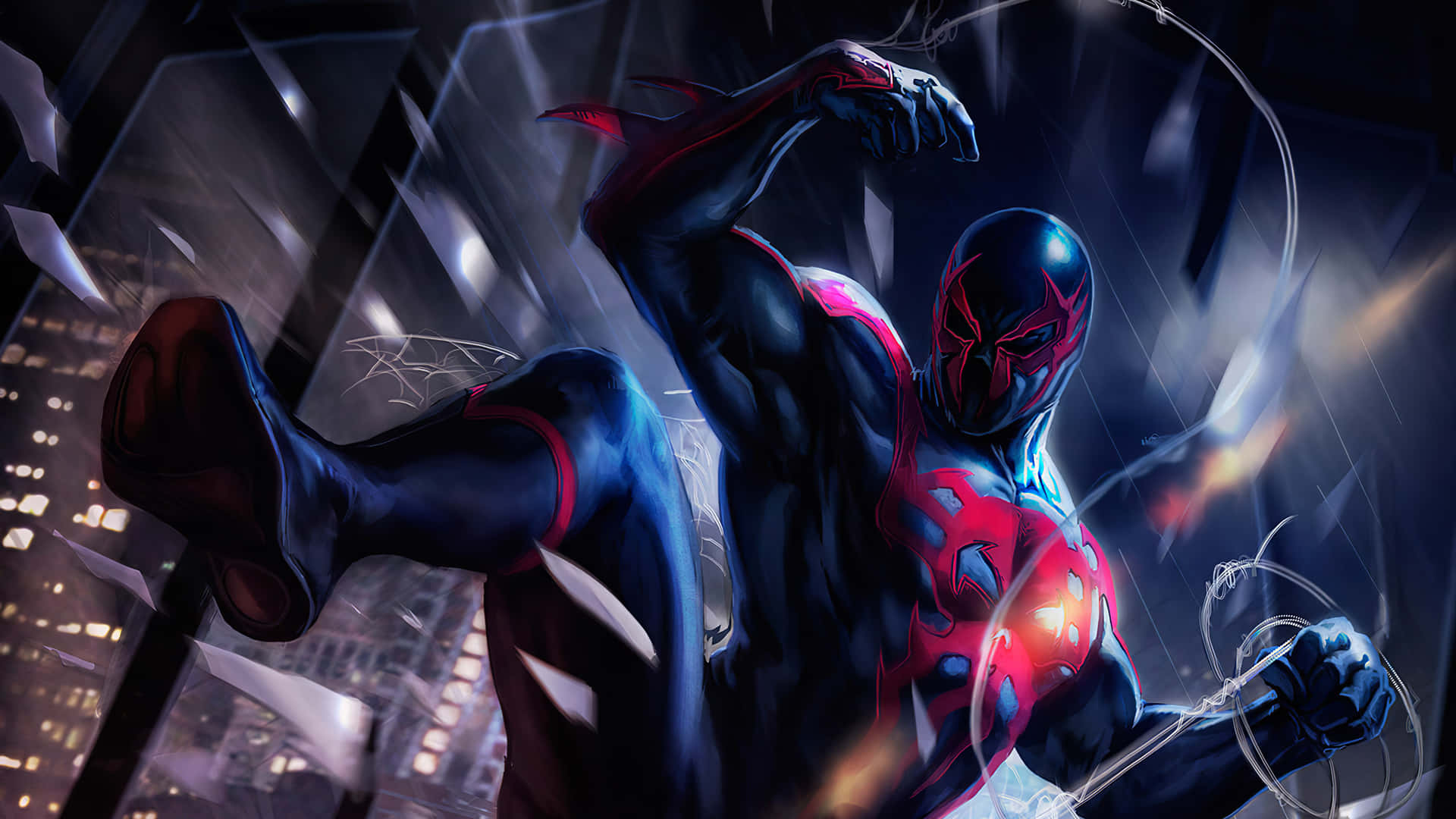 Defying Gravity - Spider-Man 2099 in Action Wallpaper