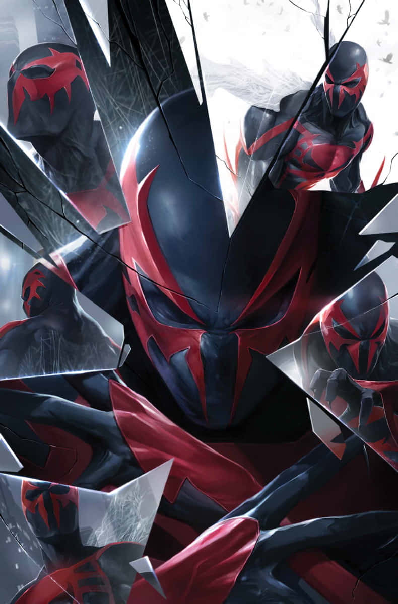 Spectacular Spider-Man 2099 in Dynamic Pose Wallpaper