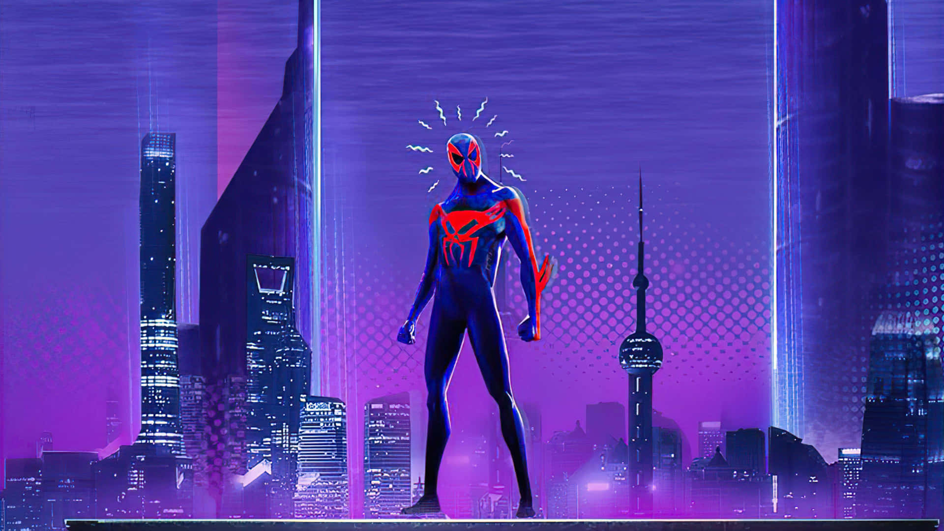 Spider Man Across The Spider Verse Standing Tall Wallpaper
