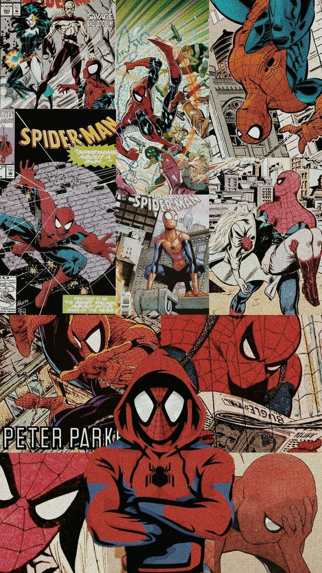 Collagedi Fumetti Di Spider-man. Sfondo