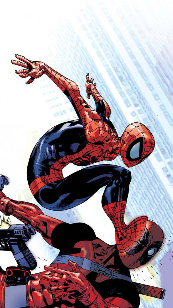 Spiderman Und Deadpool Für Das Iphone Se Wallpaper
