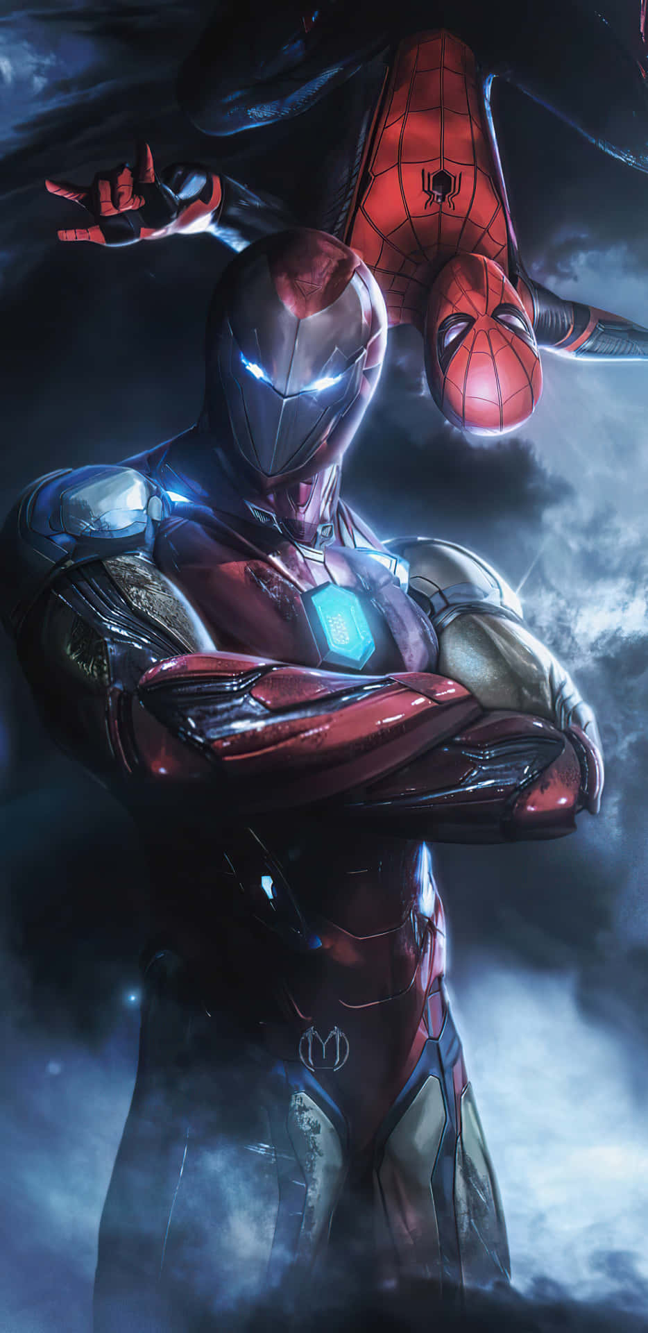 Héroesde Marvel Spider-man E Iron Man Unen Fuerzas Fondo de pantalla