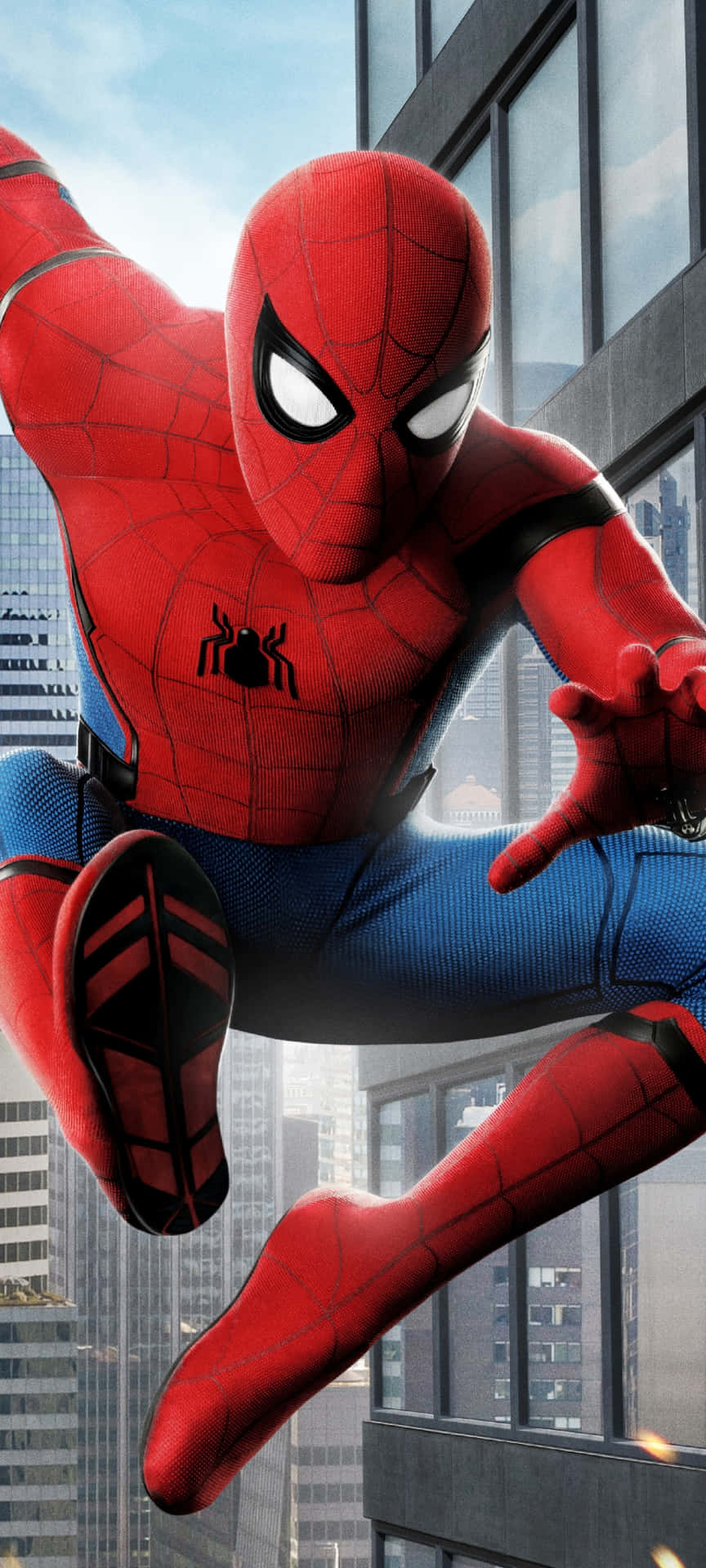 Toaf De Mest Ikoniske Marvel-karakterer, Spiderman Og Iron Man, Står Over For Hinanden. Wallpaper