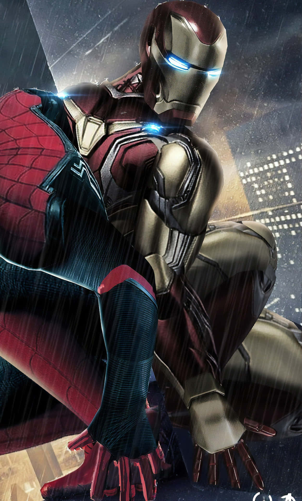 Superhelteforenet: Spider Man Og Iron Man Wallpaper