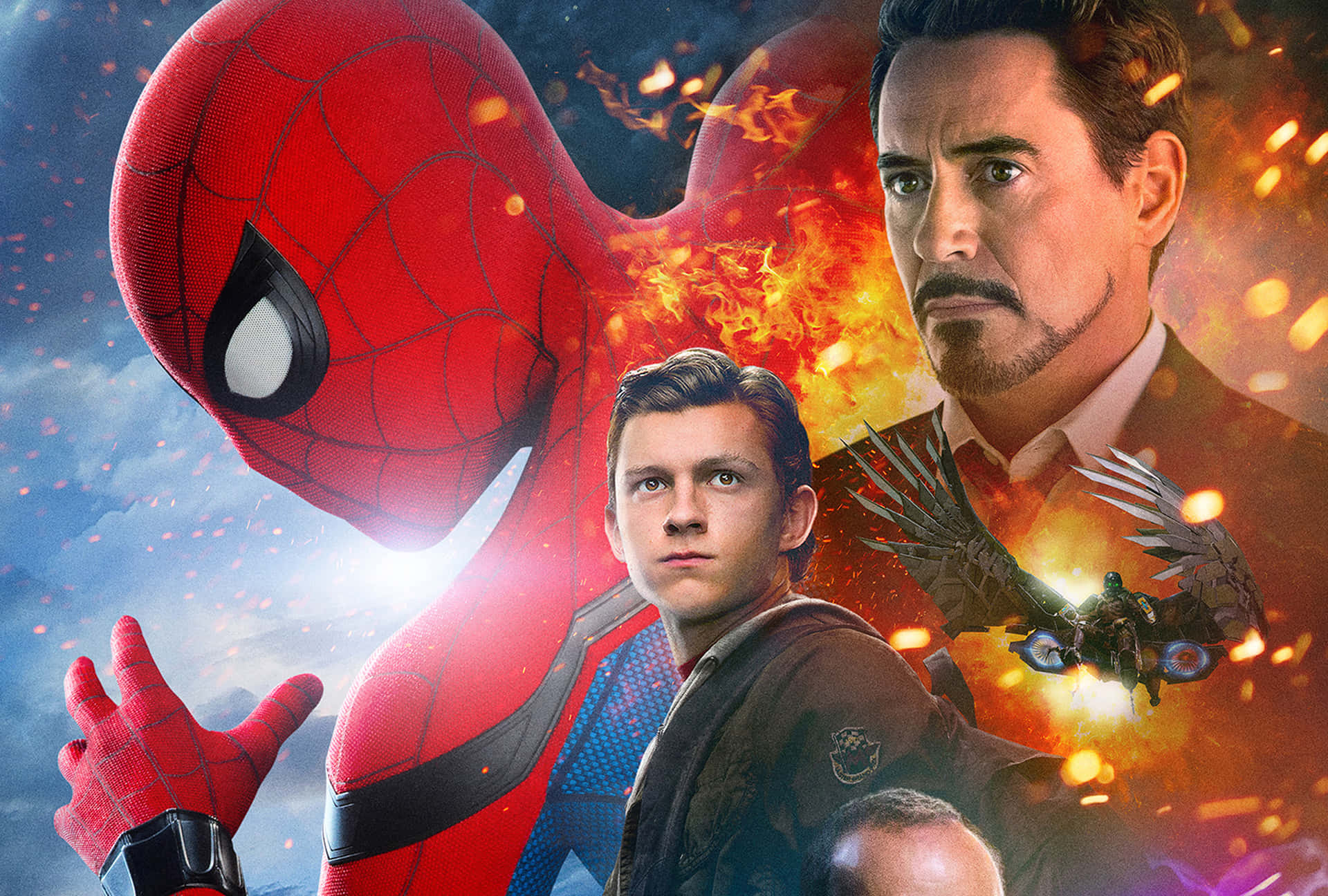 Spider Man og Iron Man samarbejder mod deres fælles fjende. Wallpaper