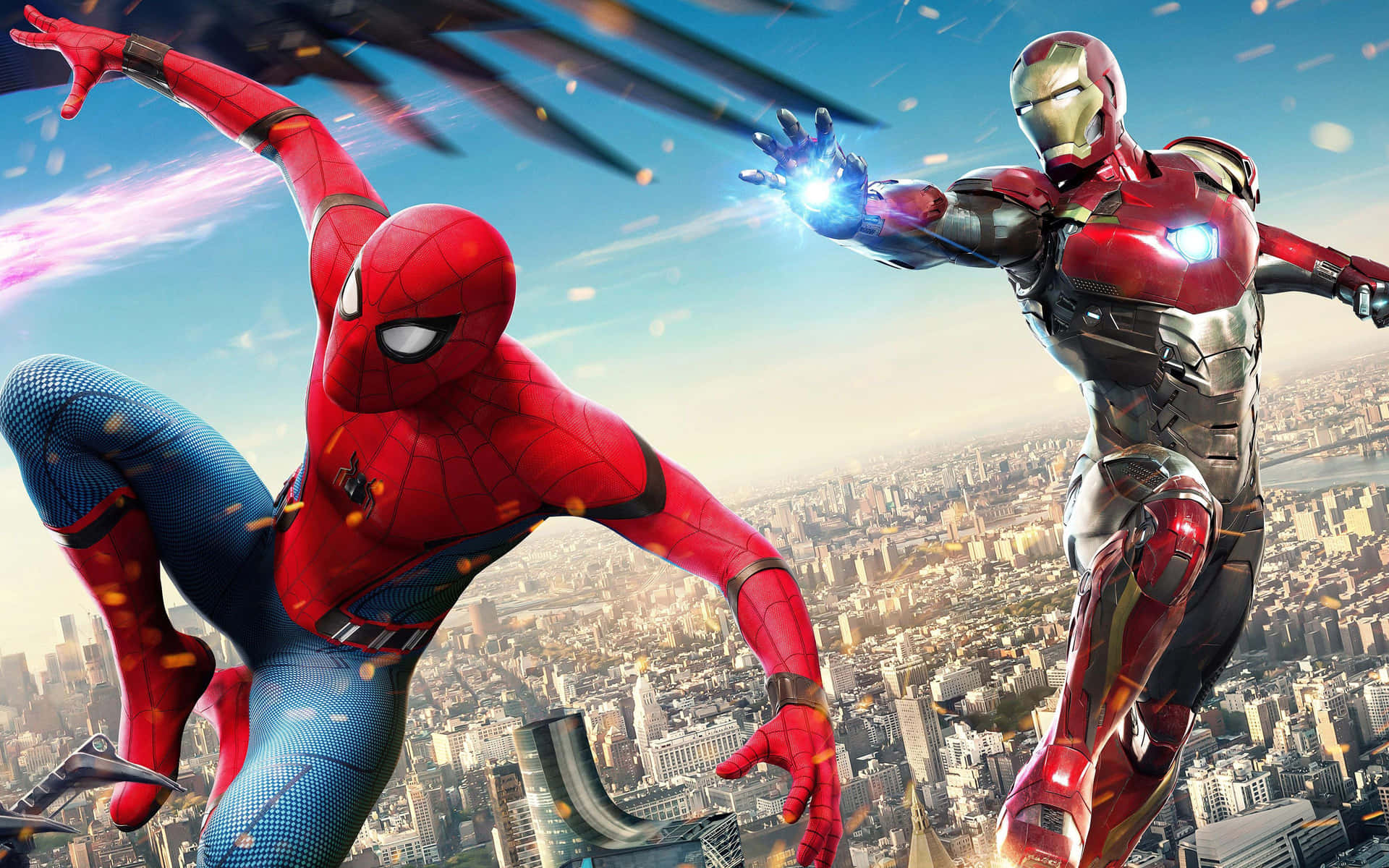 Spiderman E Iron Man - I Migliori Eroi Di Marvel Sfondo